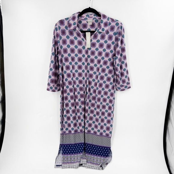 Chico's Dresses & Skirts - ✅ NWT CHICO'S Medallion-Print Shirt Dress Patterned Purple/Blue Dress SIZE 1P(S)